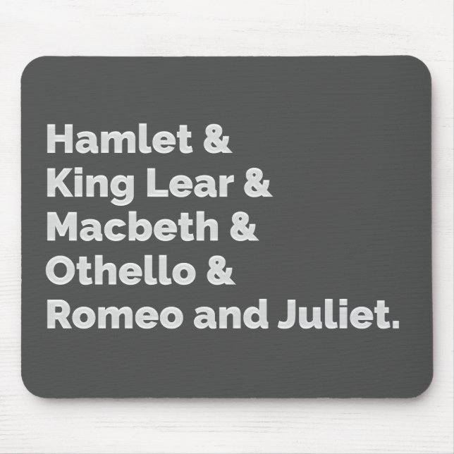 Shakespeare Plays I Mousepad (Vorne)