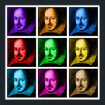 Shakespeare Pop Art Poster<br><div class="desc">Diese farbenfrohe Pop-Kunstversion von Shakespeare ist eine lustige Art,  Ihre Liebe des Bardes von Avon auszudrücken. Erhältlich auf einer breiten Palette von T - Shirt und Geschenken.</div>