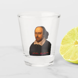 Shakespeare-Portrait und -Unterschrift Schnapsglas