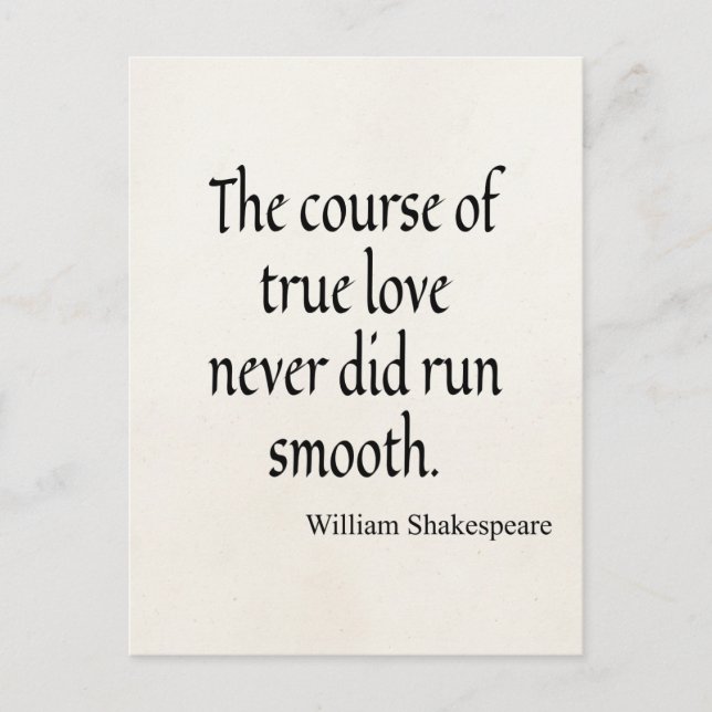 Shakespeare Quote Course of True Love Run Smooth Postkarte (Vorderseite)