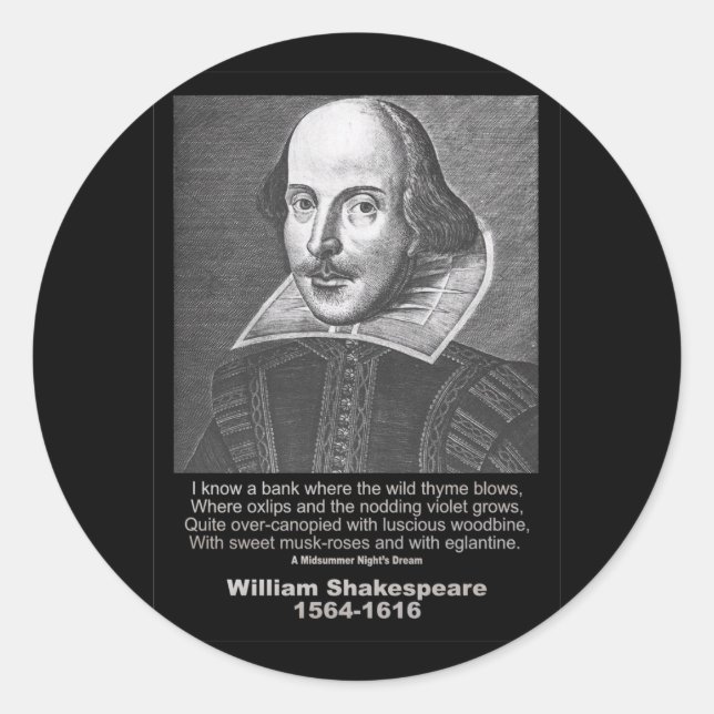 Shakespeare Quote - Sommernachtstraum Runder Aufkleber (Vorderseite)