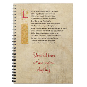 Shakespeare-Sonett 116 (CXVI) auf Pergament Notizblock