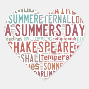 Shakespeare-Sonett 18 Herz-Aufkleber