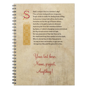 Shakespeare-Sonett 18 (XVIII) auf Pergament Notizblock