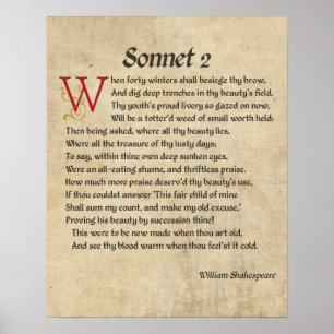Shakespeare Sonett 2 Pergament Poster