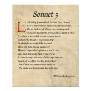 Shakespeare Sonett 3 Pergament Fotodruck