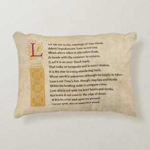 Shakespeare Sonnet 116 (CXVI) auf Pergament Zierkissen