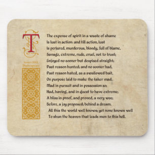 Shakespeare Sonnet 129 (CXXIX) auf Pergament Mousepad