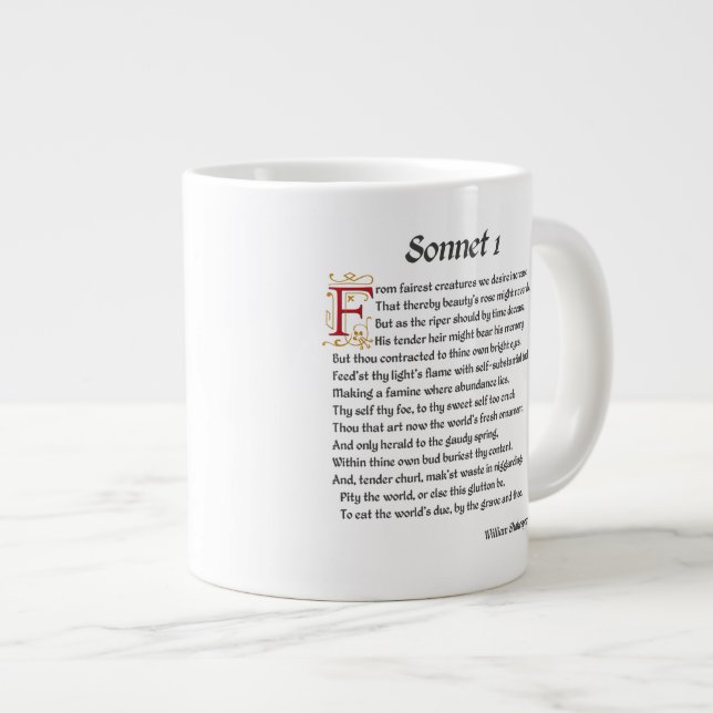Shakespeare Sonnet 1 Jumbo-Tasse (Vorderseite Rechts)