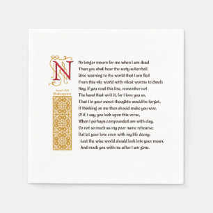 Shakespeare Sonnet 71 (LXXI) auf Pergament Serviette