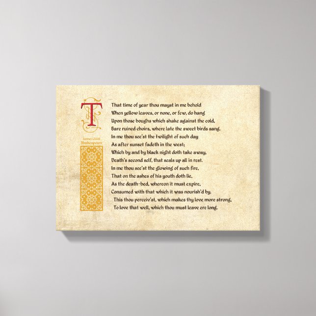 Shakespeare Sonnet 73(LXXIII) auf Pergament Leinwanddruck (Vorderseite)