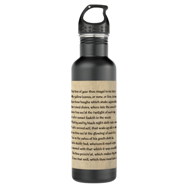 Shakespeare Sonnet 73 (LXXIII) auf Pergament Trinkflasche (Vorderseite)