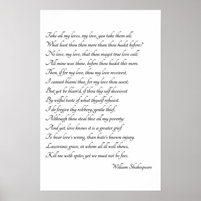 Shakespeare Sonnet Art Poster (Vorne)