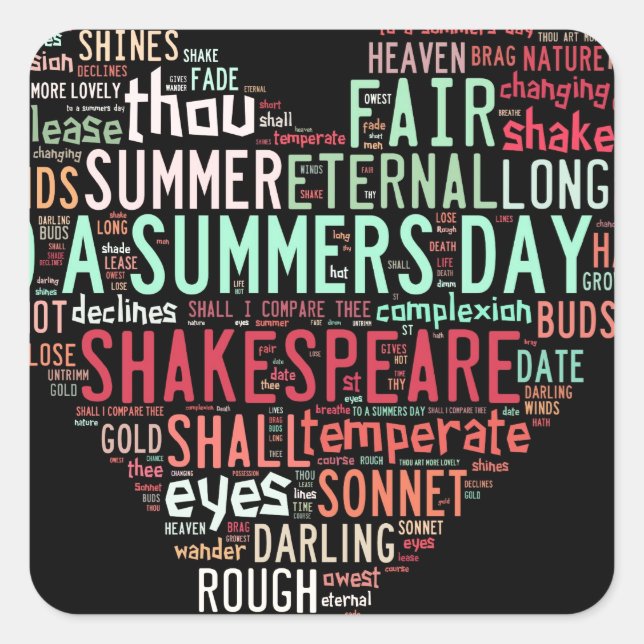 Shakespeare Sonnet Quadratischer Aufkleber (Vorderseite)
