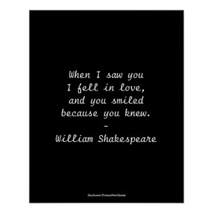 Shakespeare-Zitat - Ich bin in Liebe gefallen Poster