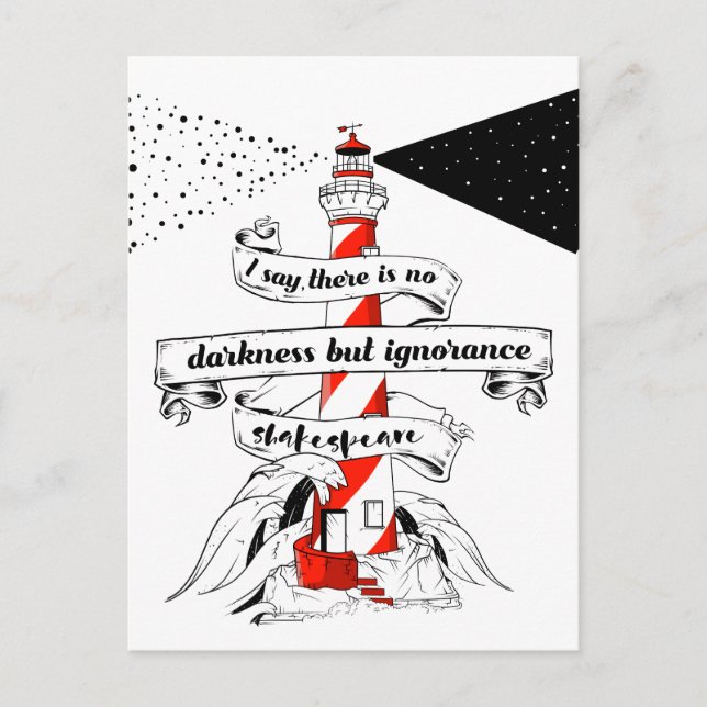 Shakespeare zitieren Lighthouse-Illustration Postkarte (Vorderseite)
