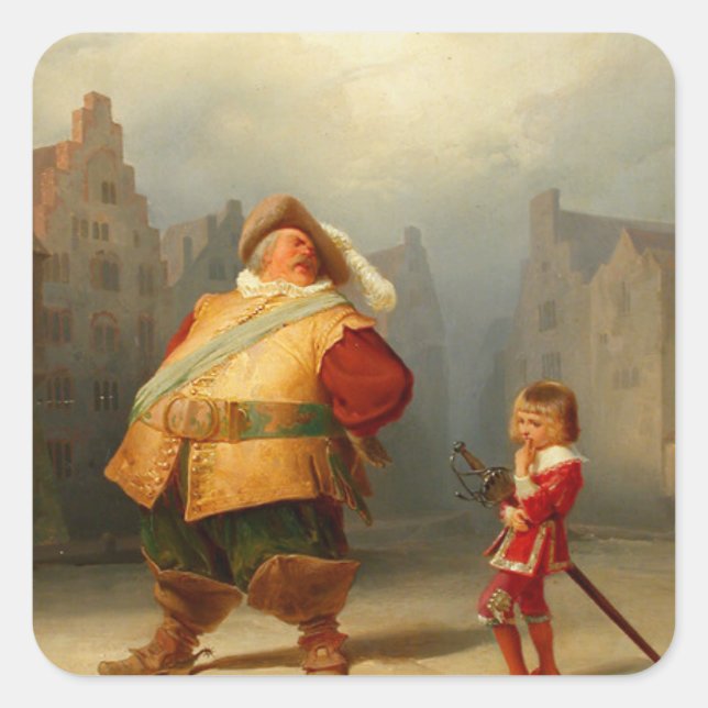 Shakespeares Falstaff and Boy Quadratischer Aufkleber (Vorderseite)