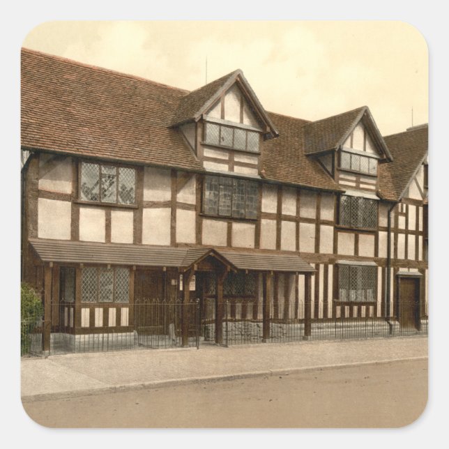 Shakespeares Geburtsort, Stratford-upon-Avon Quadratischer Aufkleber (Vorderseite)