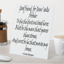 Shakespeares Grave Robbers Epitaph und Fluch 1 Sockelschild