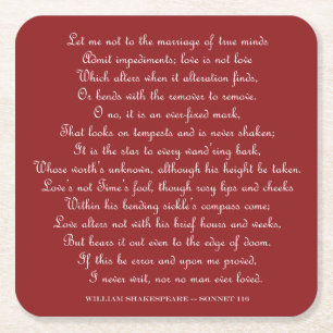 Shakespeares Sonett 116 Quadratischer Magnet Rechteckiger Pappuntersetzer