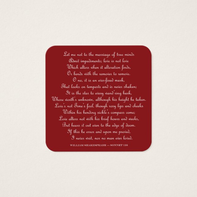 Shakespeare's Sonnet 116 Square Magnet (Devant)
