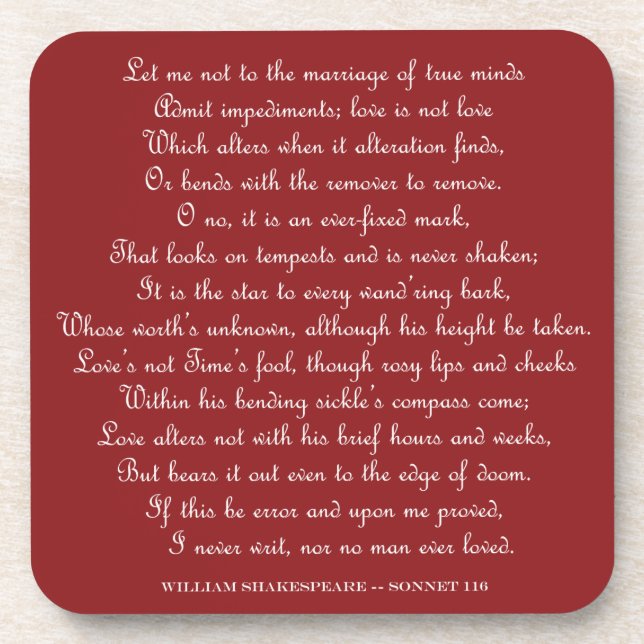 Shakespeare's Sonnet 116 Square Magnet Getränkeuntersetzer (Vorderseite)