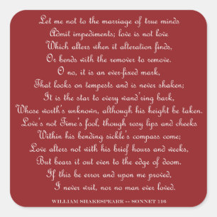 Shakespeares Sonnet 116 Square Magnet Quadratischer Aufkleber