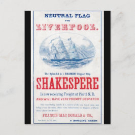 Shakespere Clipper Segelschiff 1861 Postkarte