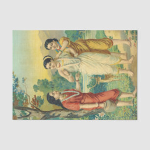 Shakuntala Sakhi von Raja Ravi Varma Seidenpapier