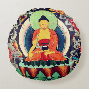 Shakyamuni Buddha Malerei, Himalaya - Nepal Rundes Kissen