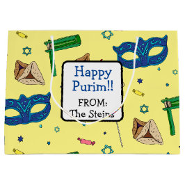 Shaloch Manot - Personalisiert gelb Große Geschenktüte