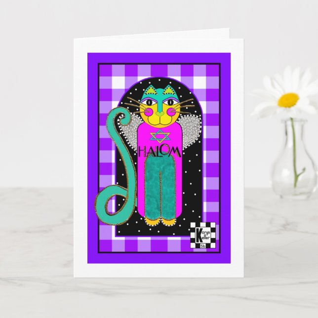 Shalom Angel Cat Grußkarte Karte (Kleine Pflanze)