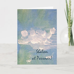 Shalom at Passover Card White Clouds on Blue Art Karte