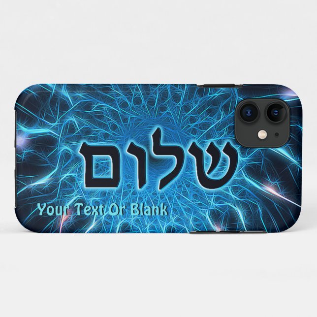 Shalom auf blauem Fraktal Case-Mate iPhone Hülle (Rückseite (Horizontal))