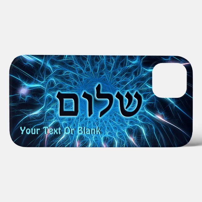 Shalom auf blauem Fraktal Case-Mate iPhone Hülle (Rückseite (Horizontal))