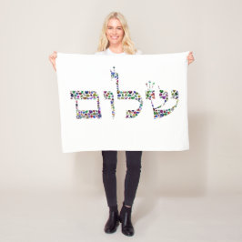 Shalom aus Edelsteinen in allen Farben Fleecedecke