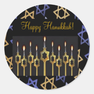 Shalom ! Bleu et or petit Sticker rond