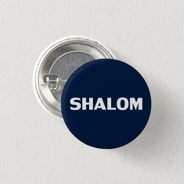 Shalom, Friede, Marineblau, modern, einfach Button (Vorne & Hinten)