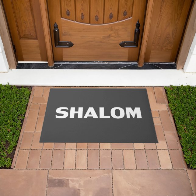Shalom, Friede, weißes Holzkohle grau, modern Fußmatte (Außenbereich)
