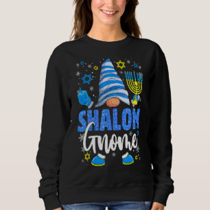 Shalom Gnome Menorah Dreidel Hanukka Chanukah Jude Sweatshirt