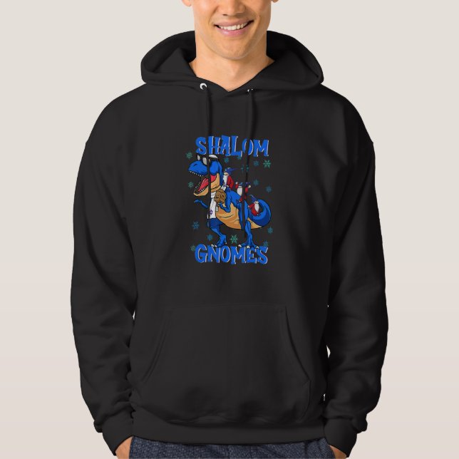 Shalom Gnomes Dinosaur  Hanukkah Pajamas Chanukah Hoodie (Vorderseite)