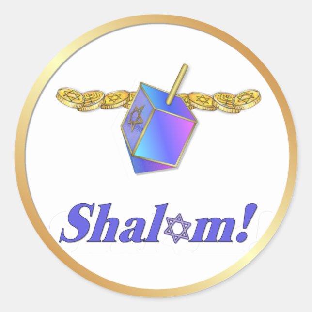 Shalom Hanukkah Runder Aufkleber (Vorderseite)