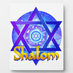 SHALOM mit David Medallion Fotoplatte