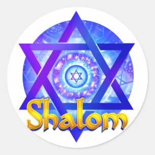 SHALOM mit Davidsstern Medaillon Runder Aufkleber