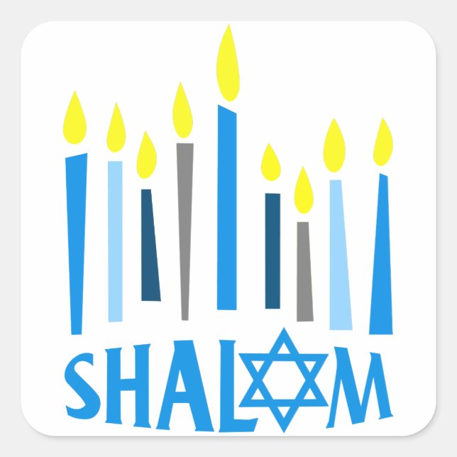 Shalom Quadratischer Aufkleber (Vorderseite)