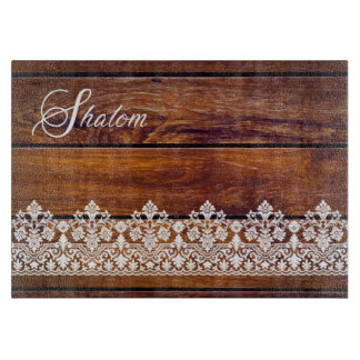 Shalom Spitzeneffekt auf den Holzeffekt Challah Schneidebrett