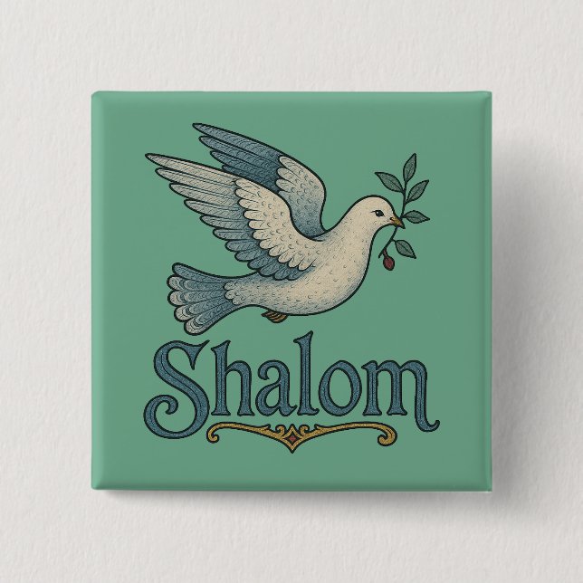 Shalom Taube Frieden Erde Button (Vorderseite)
