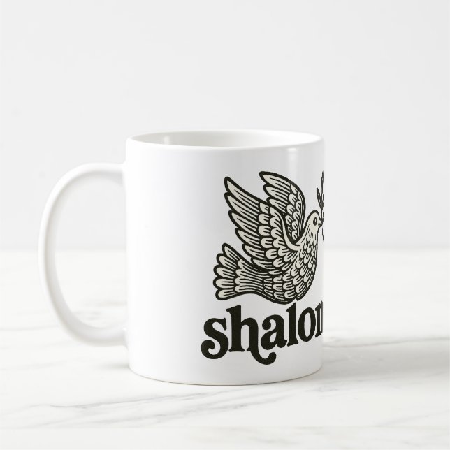 Shalom-Taube Frieden Erde Kaffeetasse (Links)