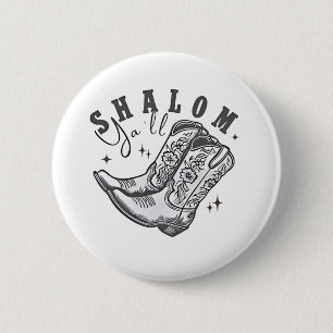 Shalom Y'all Cowboy Jewish Hanukkah West Button