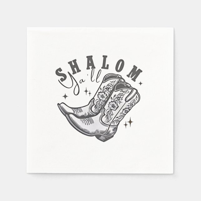 Shalom Y'all Cowboy Jewish Hanukkah West Serviette (Vorderseite)